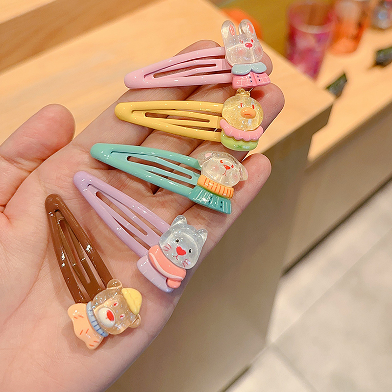 可爱糖果色细闪果冻卡通动物发夹女童宝宝碎发刘海侧边夹儿童bb夹