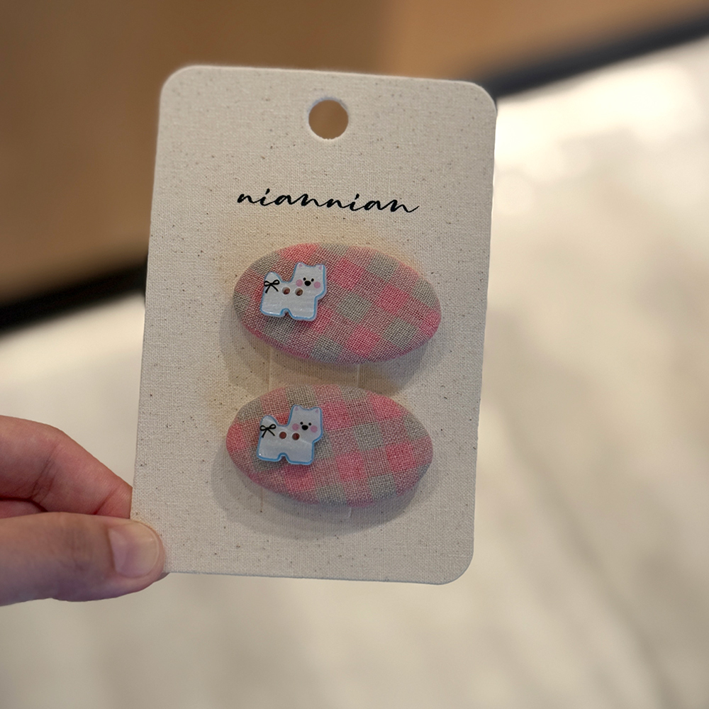 儿童格子卡通发夹女童可爱BB夹碎发夹小清新侧边刘海夹后脑勺发卡