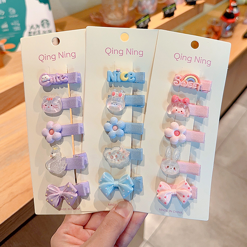 5个婴儿发夹可爱不伤发全包布汗毛刘海夹小号宝宝胎毛发量少发卡