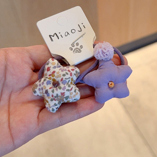 甜美碎花可爱手作发圈儿童布艺星星头绳宝宝丸子头发饰五角星发绳