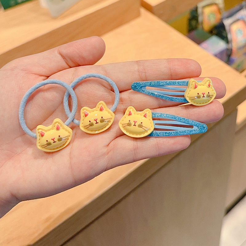 儿童小号发圈扎啾啾不伤发皮筋可爱小猫卡通头绳女童刘海边夹发卡