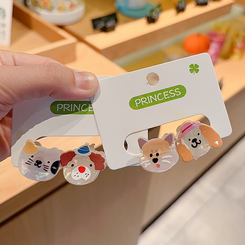 可爱儿童卡通动物亚克力抓夹甜美少女迷你碎发夹前额刘海夹鲨鱼夹