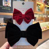 亲子款 复古气质丝绒蝴蝶结顶夹韩国儿童公主发夹红色过年新年发饰