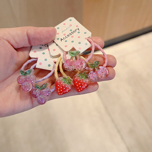 幼儿高弹力发圈儿童可爱闪闪亮片水果橡皮筋小女孩扎辫不伤发头绳