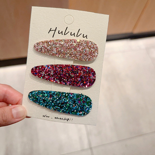 大号刘海夹女童发饰碎发夹不伤发后脑勺发卡闪闪亮片儿童侧边夹子