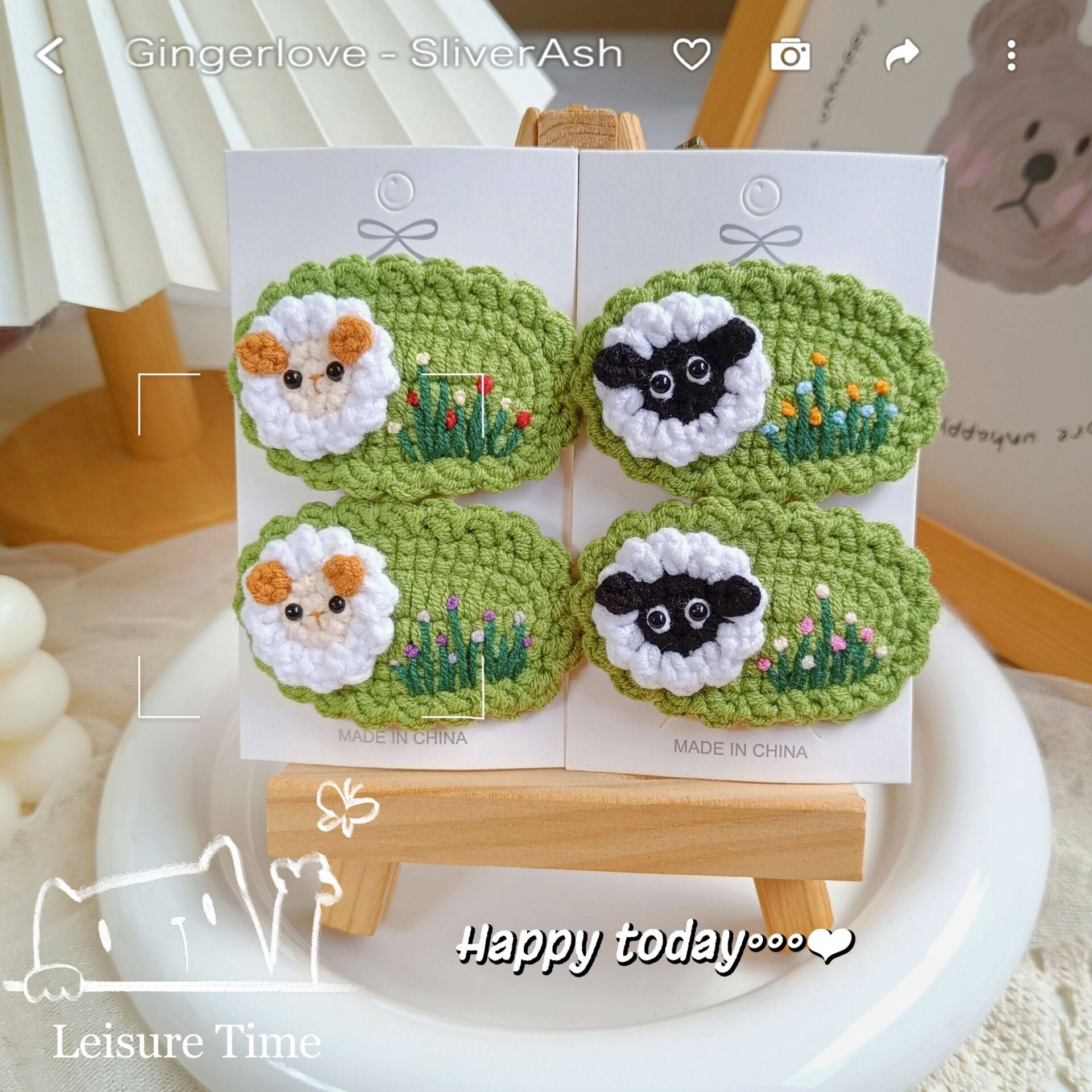 纯手工钩织毛线黑白小羊咩咩可爱卡通刺绣魔术贴碎发边夹发饰成品,饰品/流行首饰/时尚饰品新,发饰,淘宝优惠券,粉丝福利购,淘宝优惠卷