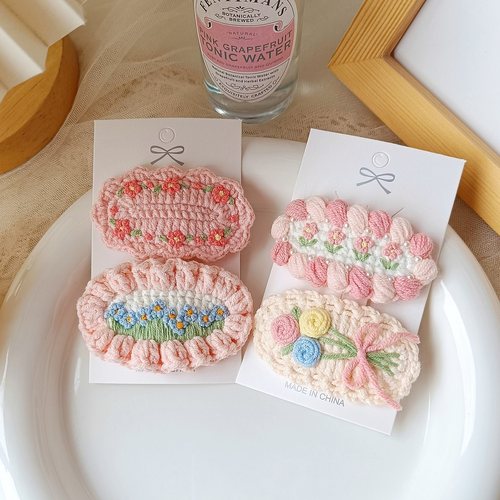 郁金香刺绣钩织发夹边夹包邮甜美