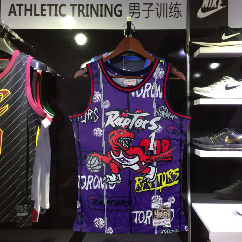 美版正品 98/99赛季 涂鸦 猛龙队1号麦迪 麦蒂球衣15号卡特复古sw