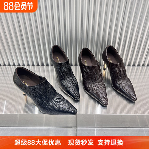 欧货真皮尖头细跟性感深高跟鞋女