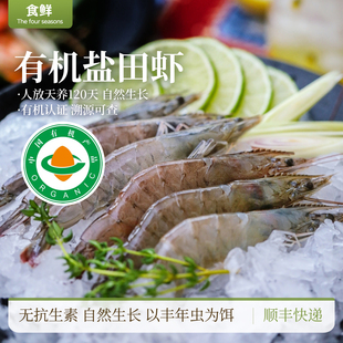 有机盐田虾无抗活冻锁鲜速冻冰虾水产白虾生虾400g*3袋渤海水产