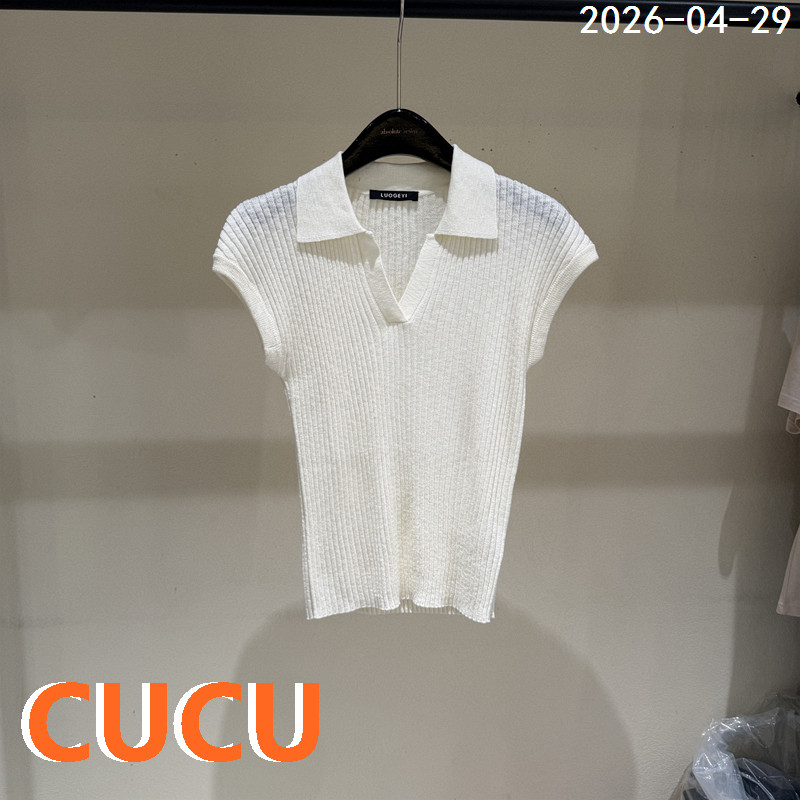 欧洲站2026夏季新款时尚翻领修身显瘦百搭短袖针织衫女上衣夏1307