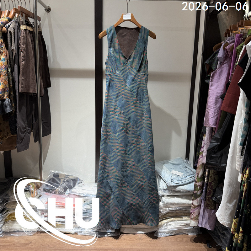 欧洲站2026早夏新款复古印花真丝香云纱无袖背心裙女连衣裙Z007 - 实物图