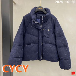 百搭立领亮片宽松显瘦短款 时尚 鹅绒外套女8022 新款 欧洲站2025冬季