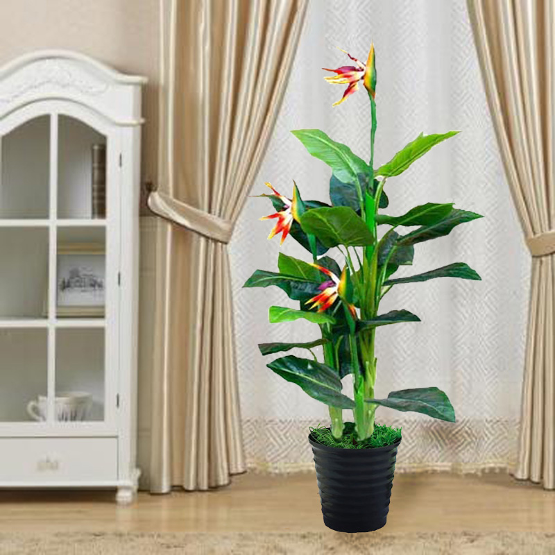 仿真天堂鸟假花盆栽塑料花客厅摆放绿植盆景假树红掌大型落地装饰