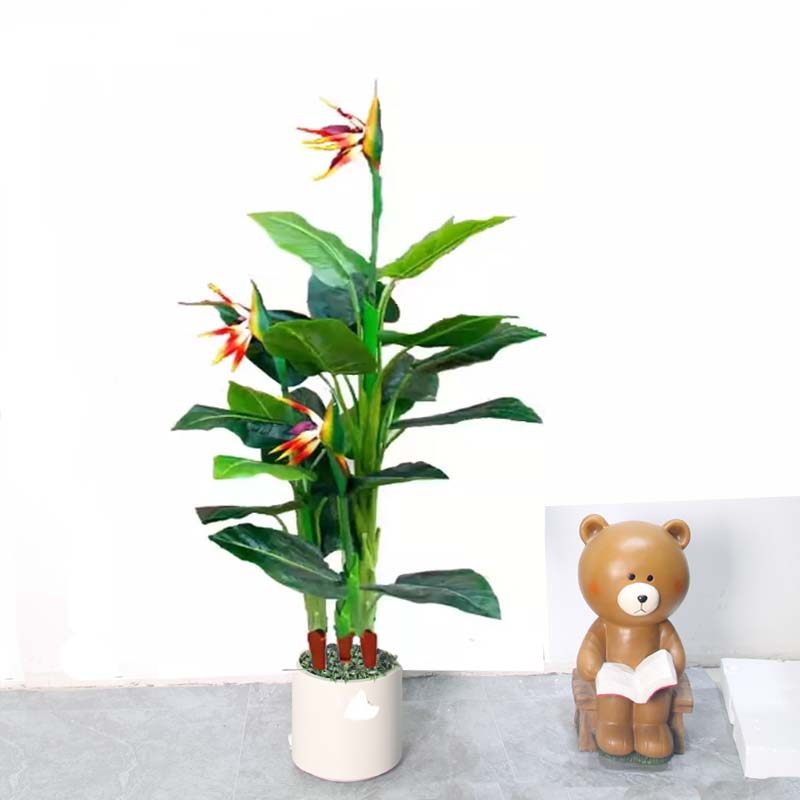 仿真天堂鸟假花盆栽塑料花客厅摆放绿植盆景假树红掌大型落地装饰