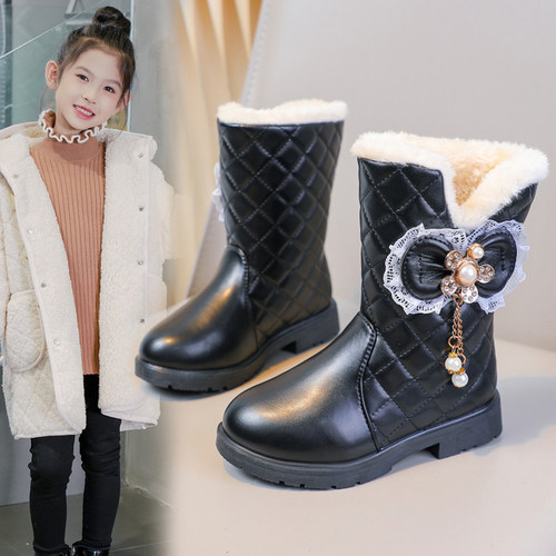 女童雪地靴冬季新款加绒保暖棉靴