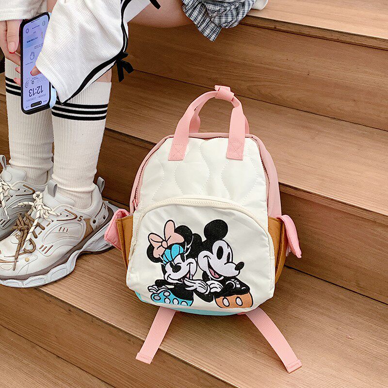 儿童包幼童拼色双肩包可爱刺绣卡通米妮米奇老鼠背包幼儿园轻便