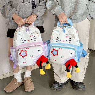 卡通可爱KT猫书包幼儿园男女童带胸扣小中大班双肩包入园儿童背包