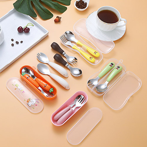 佰佳宝宝勺子儿童自主进食学吃训练勺一岁2岁不锈钢叉勺辅食餐具