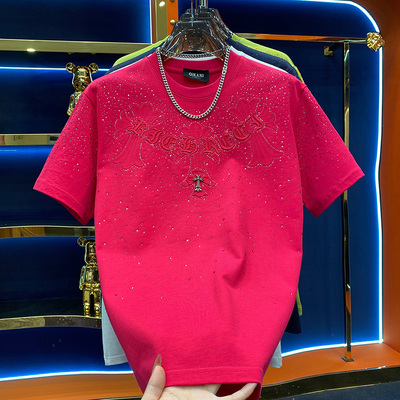 满天星烫钻高级感重磅短袖2025爆款冬季加厚时尚半袖休闲百搭男t