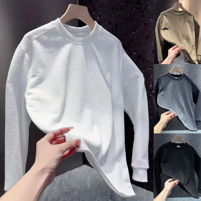2025网红潮牌简约百搭宽松体恤潮流圆领男士打底衫气质高级感卫衣