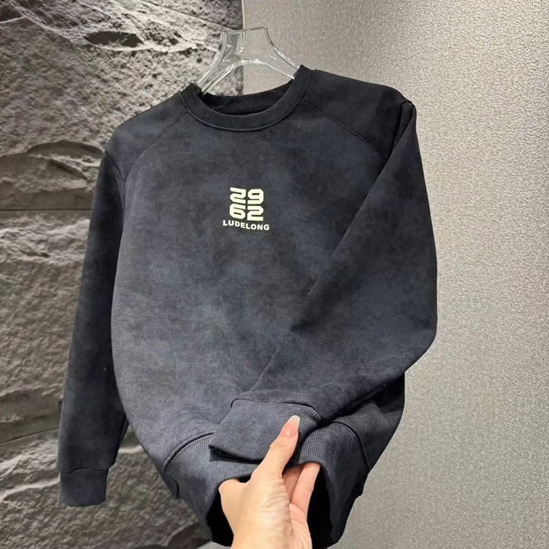 重磅设计感潮流美式扎染男士卫衣高级感圆领套头上衣潮牌宽松内搭