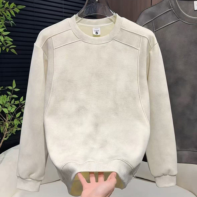 轻奢高级感潮流加绒套头打底衫美式重磅网红潮牌个性扎染男士卫衣