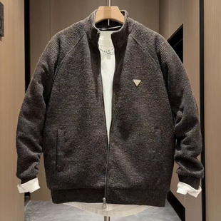 高级感潮牌男士百搭休闲立领外套潮流爆款纯色ins轻奢风韩版棉服