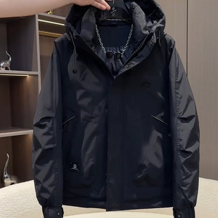 工装羽绒服男冬季加厚美式冲锋衣白鸭绒连帽外套男装保暖防寒夹克