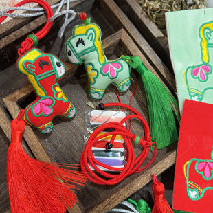 梵椿刺绣十二生肖小马香囊绣片绿马手工香包diy材料包马年香包