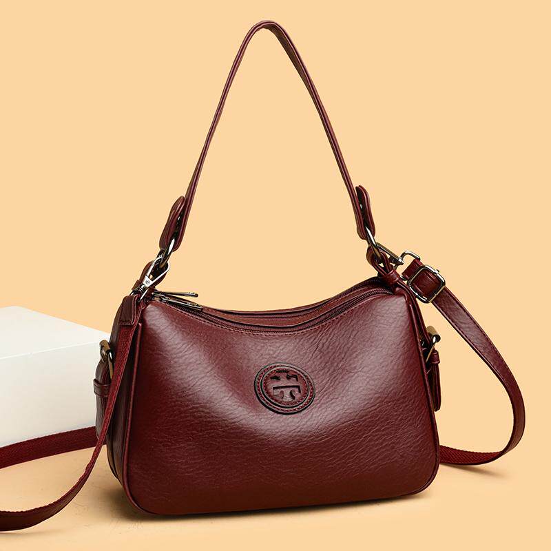 真皮妈妈包包2025新款潮时尚百搭中年斜挎包高级感软皮女士单肩包