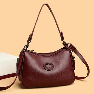 真皮妈妈包包2025新款潮时尚百搭中年斜挎包高级感软皮女士单肩包