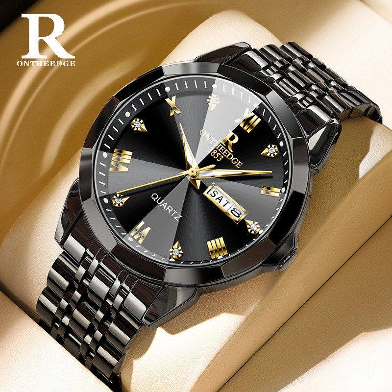 瑞之缘抖音爆款手表全黑时尚男士商务名表防水夜光日历石英表手表