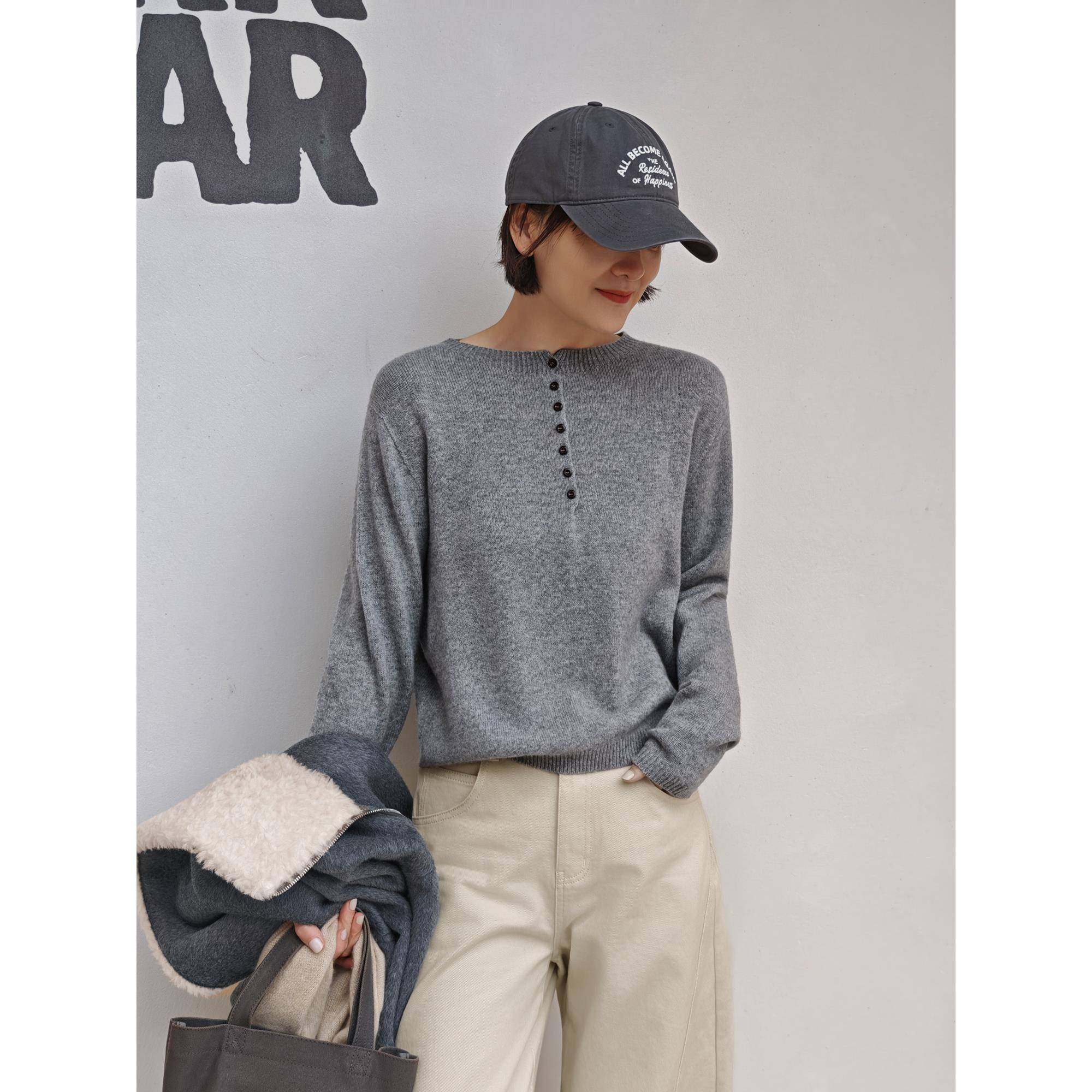 轻城_苏小糖|初雪毛衣 羊毛羊绒针织衫女冬宽松圆领简约套头上衣