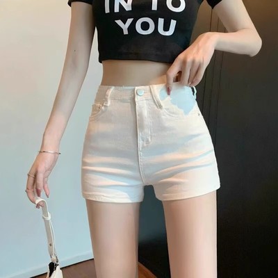 韩版高腰显瘦牛仔短裤女2025夏季新款气质优雅修身辣妹三分裤子潮
