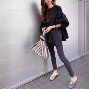 现货2024春夏日系乐天女装 跨境亚马逊宽松灯笼袖 衬衫 ins热卖