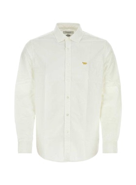 JUNYA WATANABE  X Maison Kitsune 白色府绸衬衫男休闲衬衫新