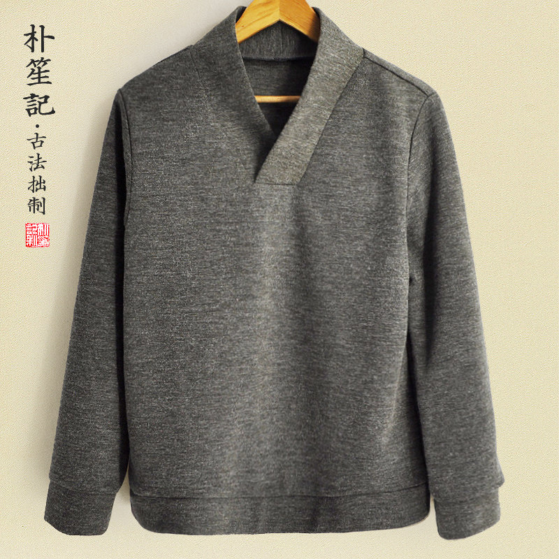 原创复古风针织衫男士春秋卫衣大码汉服领中国风禅修茶艺道袍上衣,男装,卫衣,淘宝优惠券,粉丝福利购,淘宝优惠卷