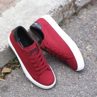 春秋帆布鞋女单鞋红色松糕厚底一脚蹬女鞋板鞋中学生鞋40码小白鞋