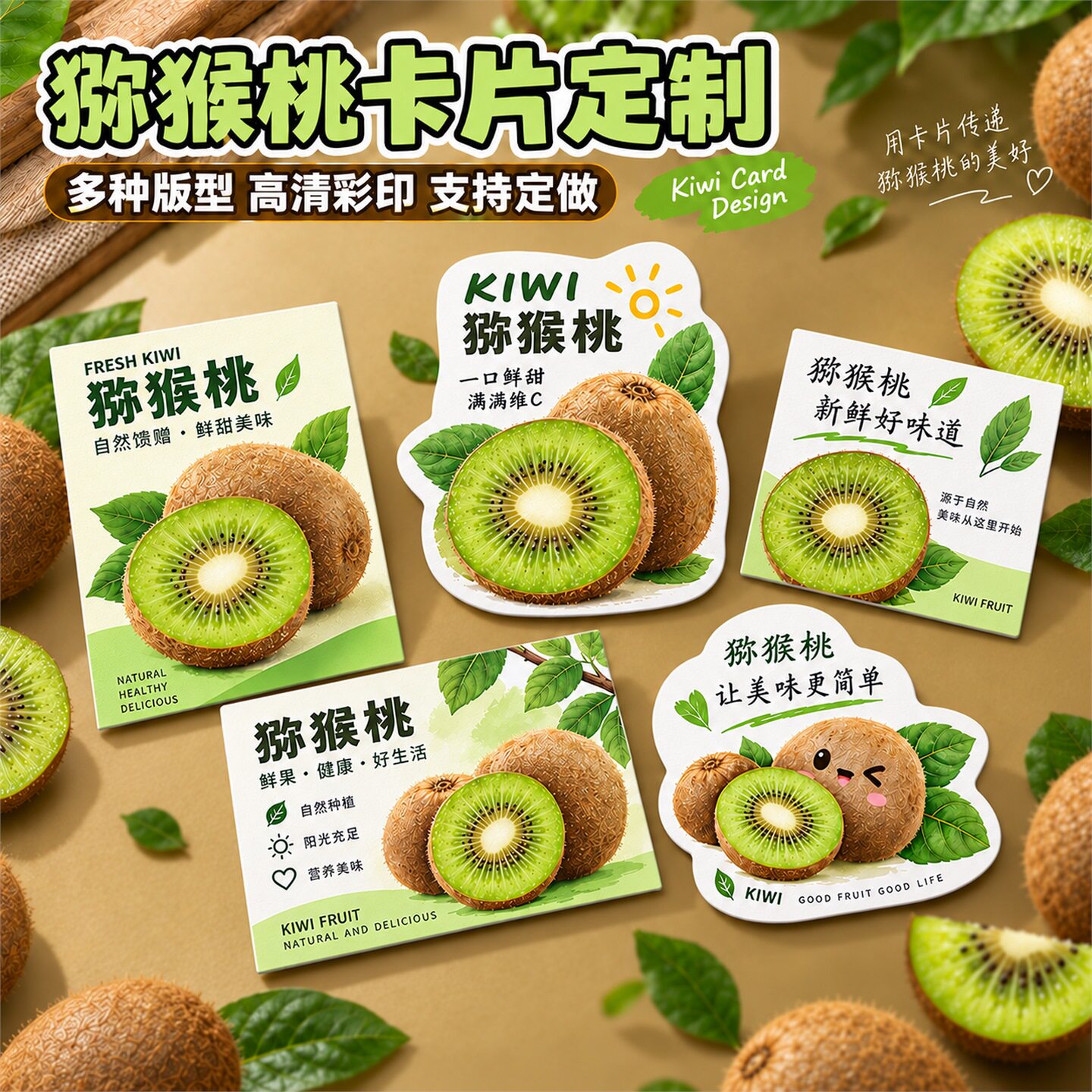 水果售后卡片定制猕猴桃果园介绍卡产品说明卡果蔬店名片礼盒卡片