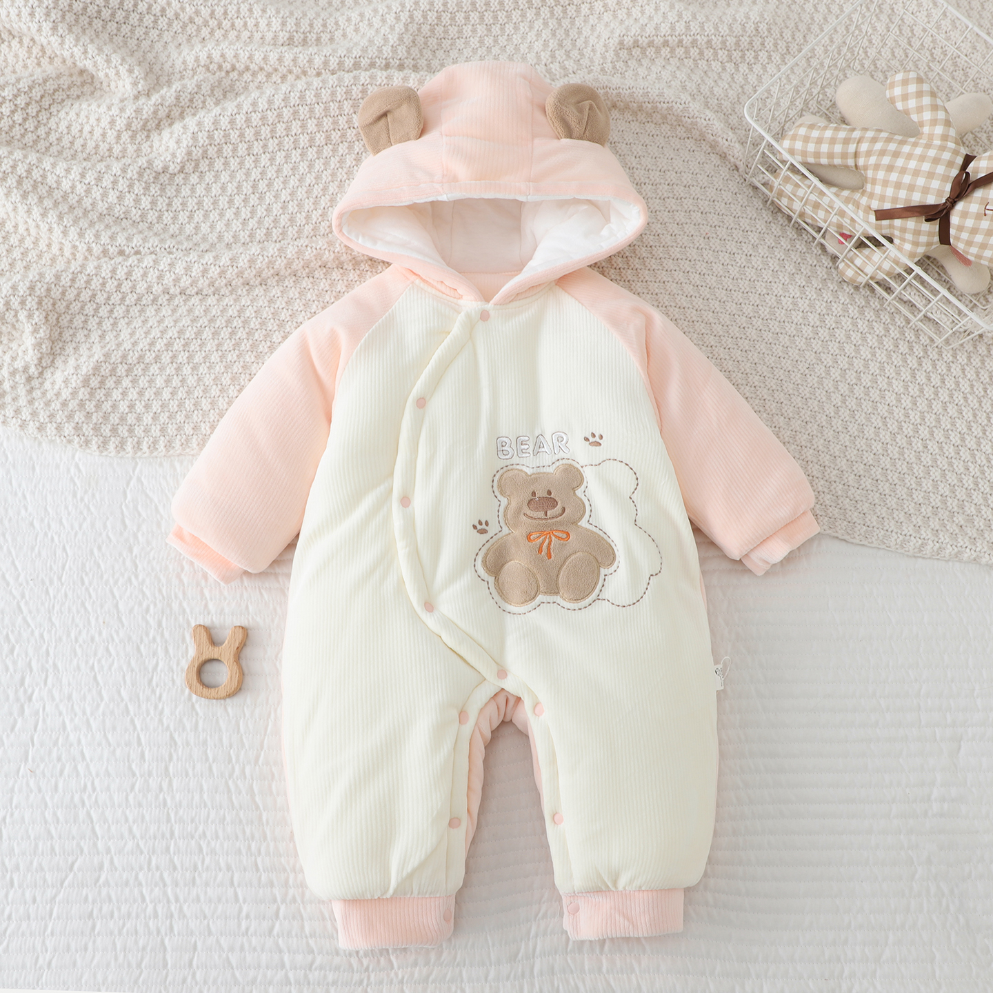 婴儿连体衣冬加厚哈衣外出服棉衣