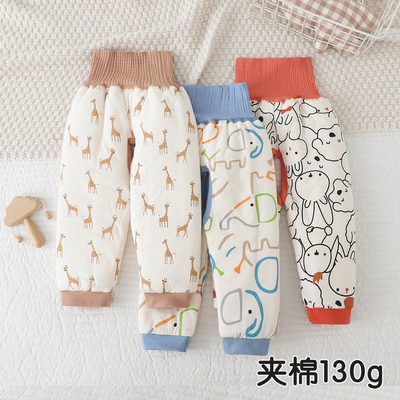 男女宝宝开裆棉裤高腰护肚保暖裤