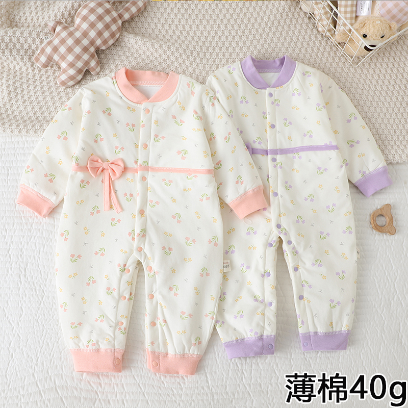婴儿连体衣春秋女宝宝哈衣薄棉