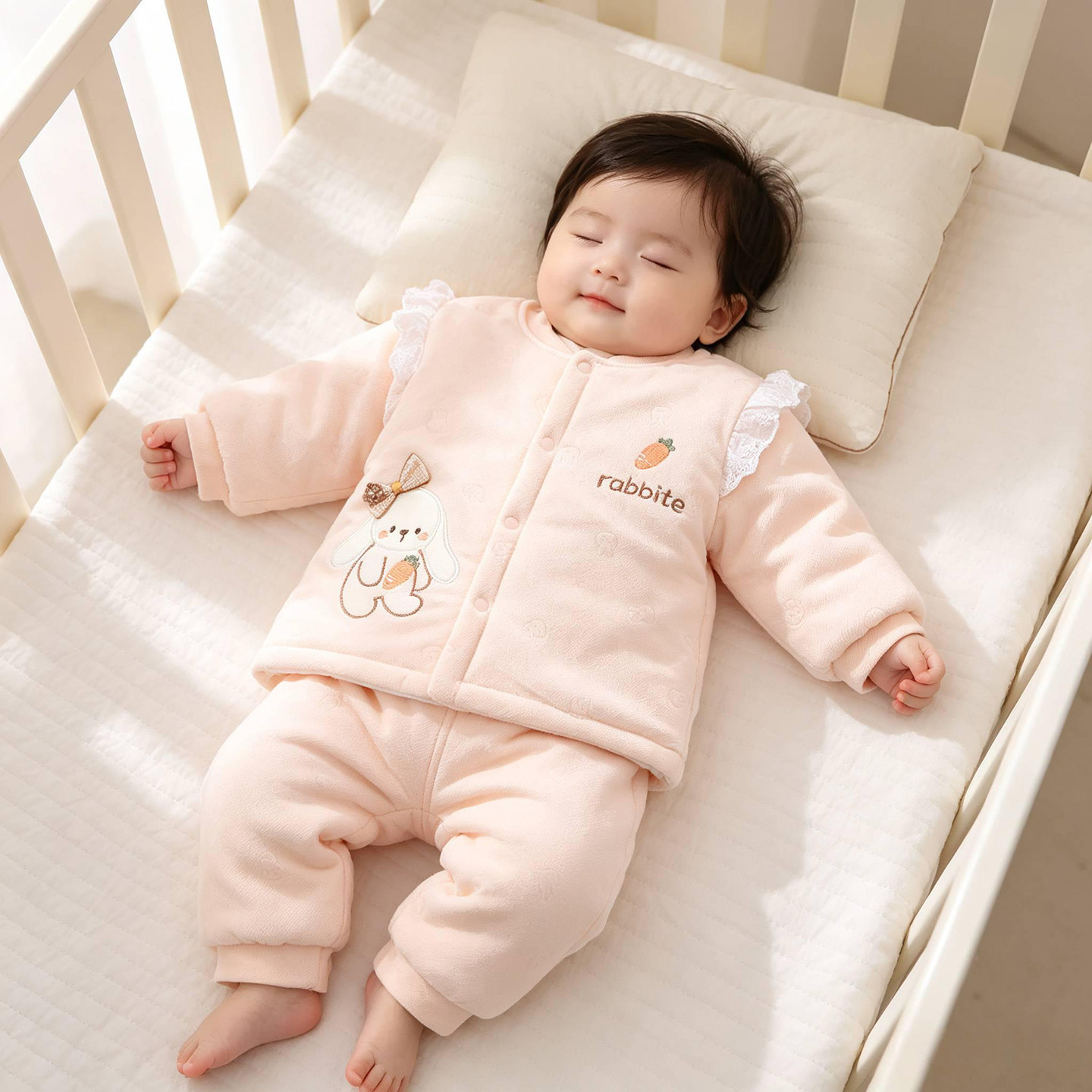 女宝宝棉衣套装婴儿冬装衣服洋气公主棉袄棉裤分体两件套秋冬外穿