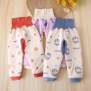 纯棉睡裤 男女宝宝棉裤 长裤 夹棉开裆裤 秋冬 外穿婴儿高腰护肚保暖裤