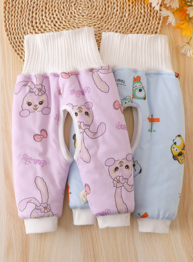 宝宝棉裤外穿婴儿夹棉保暖裤子秋冬儿童高腰护肚开裆纯棉内穿加厚