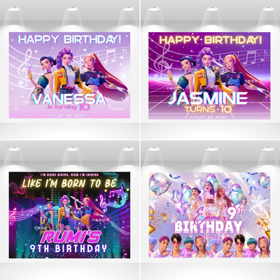 K-POP猎魔女团生日场景布置派对韩国沙加男团海报定制背景墙装饰