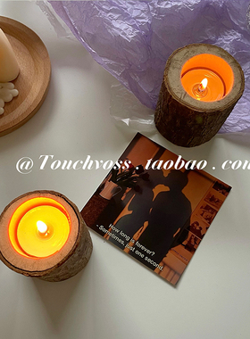 TOUCHVOSS 木质烛台香薰复古树桩蜡台咖啡厅民宿装饰ins拍照道具