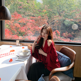 ByYou 春季新款黑色复古麂皮绒半身裙高腰显瘦包臀鱼尾裙气质长裙