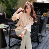 女设计感收腰绑带泡泡袖 气质荡领缎面衬衫 小众别致衬衣 夏季 ByYou